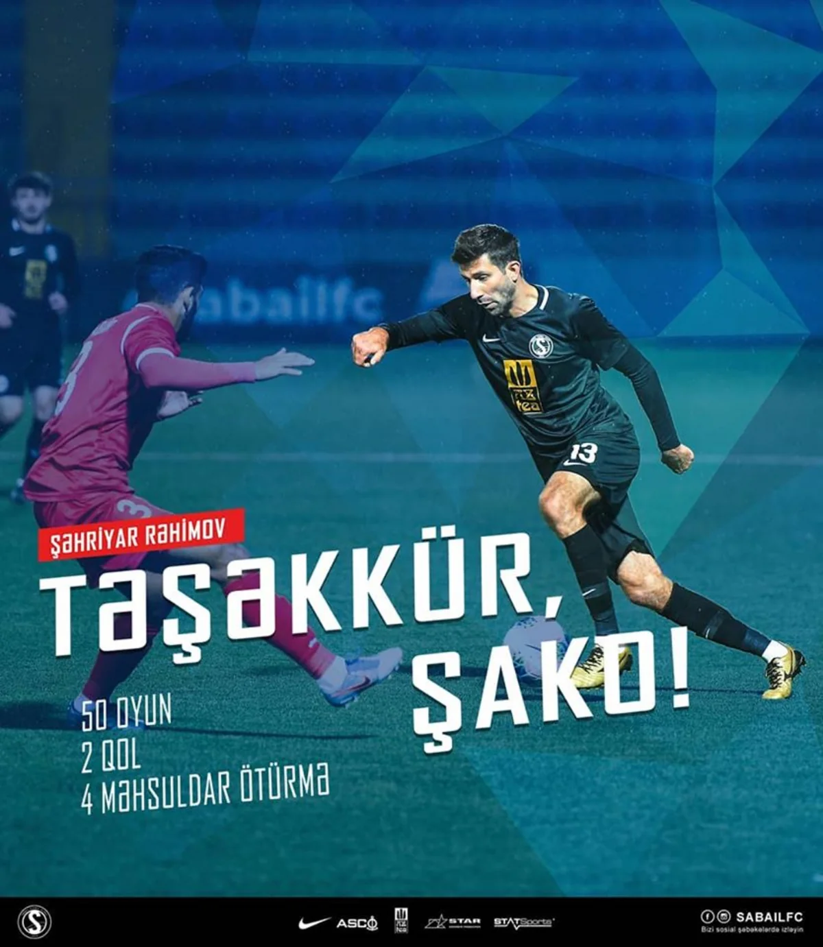 Səbail millimizin futbolçusu ilə vidalaşdı