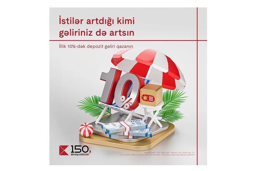 Gəlirlərinizi Kapital Bankın yüksək faizli depozitləri ilə artırın!