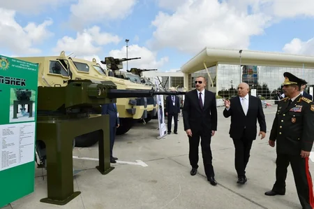 President Ilham Aliyev views 3rd Azerbaijan International Defense Exhibition ADEX 2018