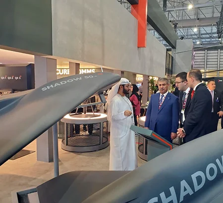 Azerbaijani defense minister attends booth of EDGE company