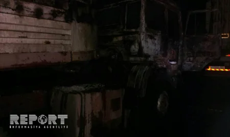 Lənkəranda İrana məxsus yük avtomobilləri yanıb: xəsarət alan var - FOTO