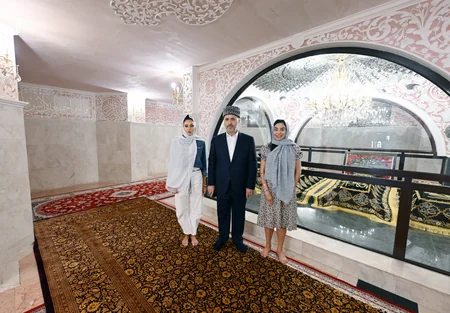 Azerbaijan's First Lady Mehriban Aliyeva visits Bibiheybet Shrine Complex