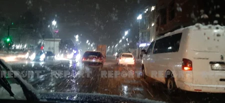 В Гяндже выпал снег