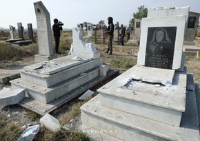 Rockets launched by Armenians destroy cemetery in Aghjabadi