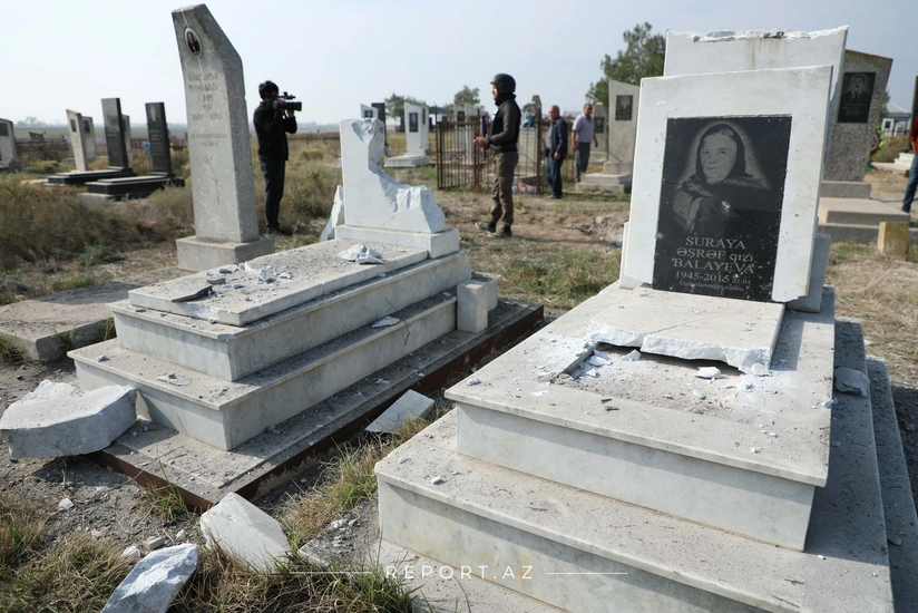 Rockets launched by Armenians destroy cemetery in Aghjabadi