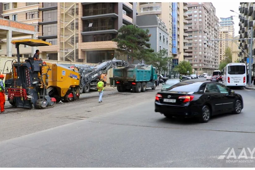 Bakının Kövkəb Səfərəliyeva küçəsi təmir olunur