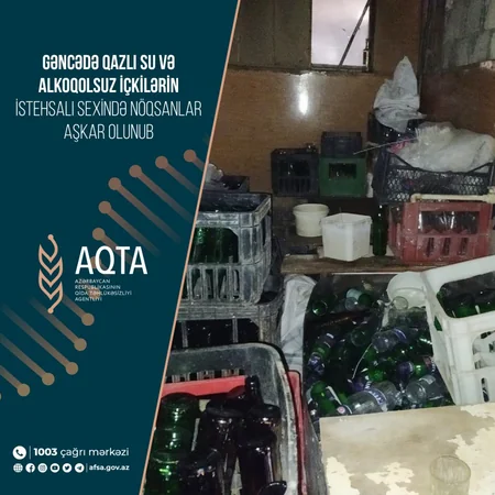 Gəncədə qazlı su və alkoqolsuz içkilərin istehsalı sexində nöqsanlar aşkarlanıb