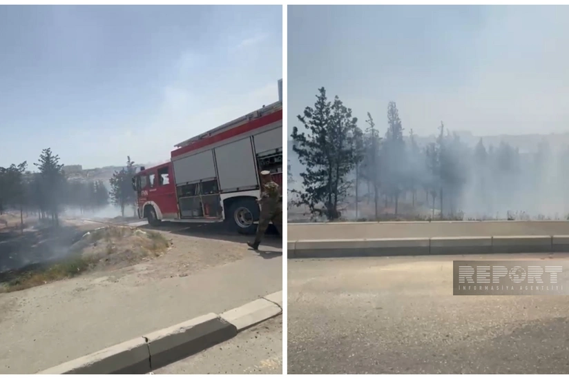 Binəqədidə açıq sahədə yanğın başlayıb