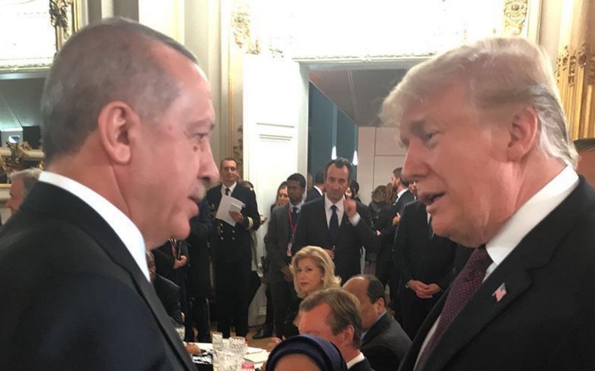 Ərdoğan Parisdə Trampla görüşüb - FOTO