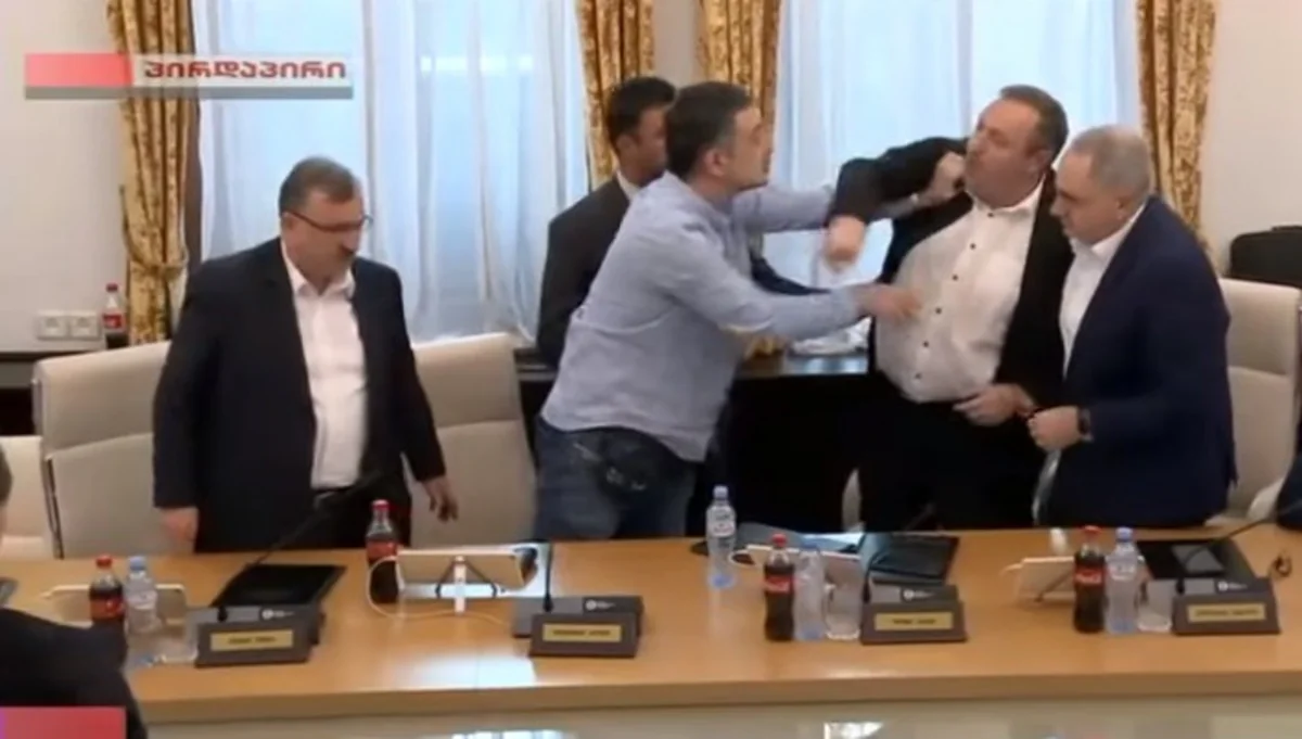 Gürcüstan parlamentində deputatlar arasında qarşıdurma baş verib - FOTO
