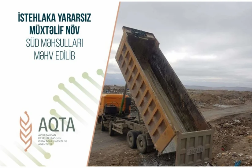 İstehlaka yararsız 12 ton süd məhsulu məhv edilib