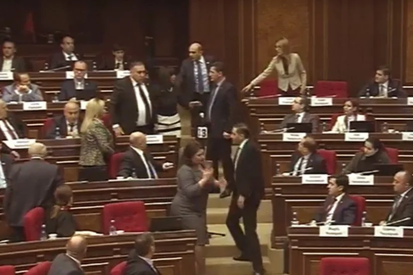 MPs fight in Armenian parliament- VIDEO
