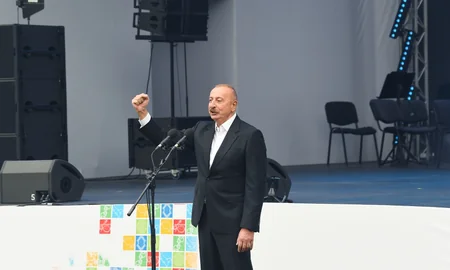 President, First Lady participate in Lachin City Day festivities held on bank of Hakari River