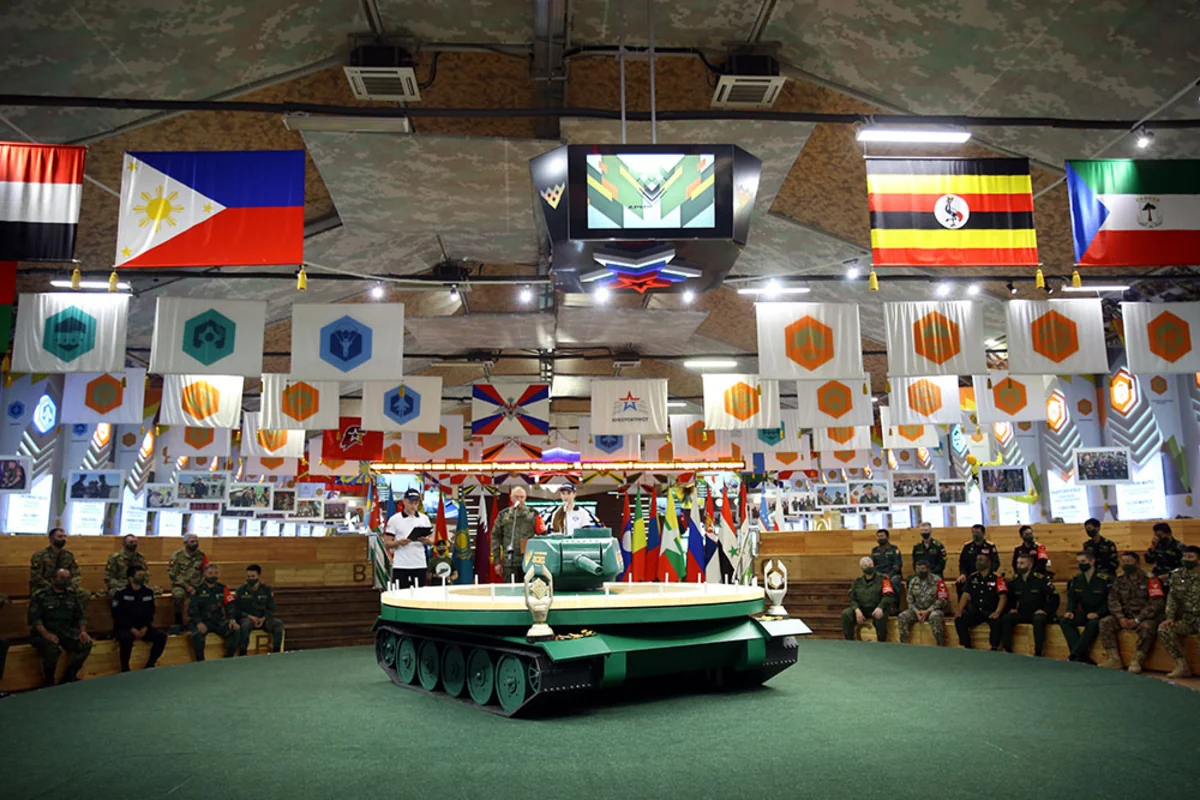 Drawing procedure of teams participating in Tank Biathlon contest semi-final held