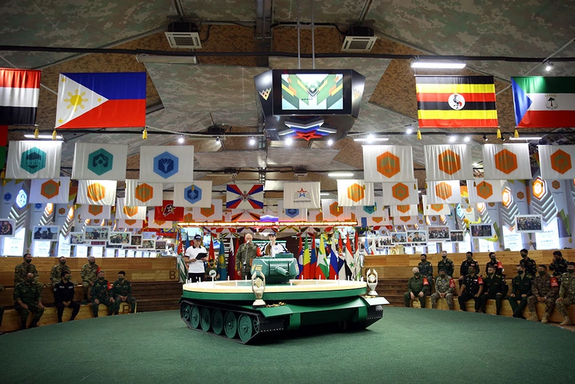 Drawing procedure of teams participating in Tank Biathlon contest semi-final held