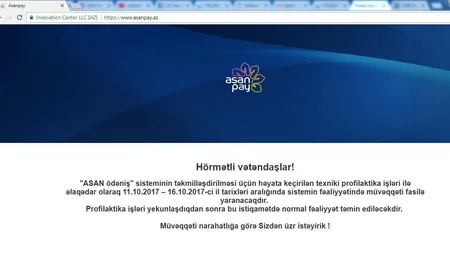 ASAN ödəniş sistemi fəaliyyətini bu gündən davam etdirəcək