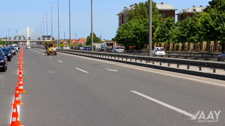 Bakıda bəzi yollarda xətlənmə işləri aparılır
