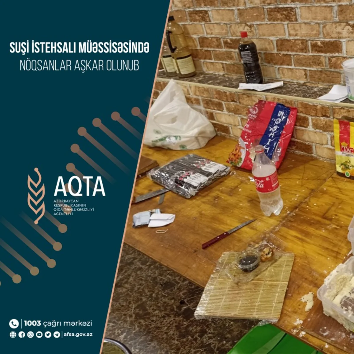 Suşi istehsalı müəssisəsində nöqsanlar aşkarlanıb