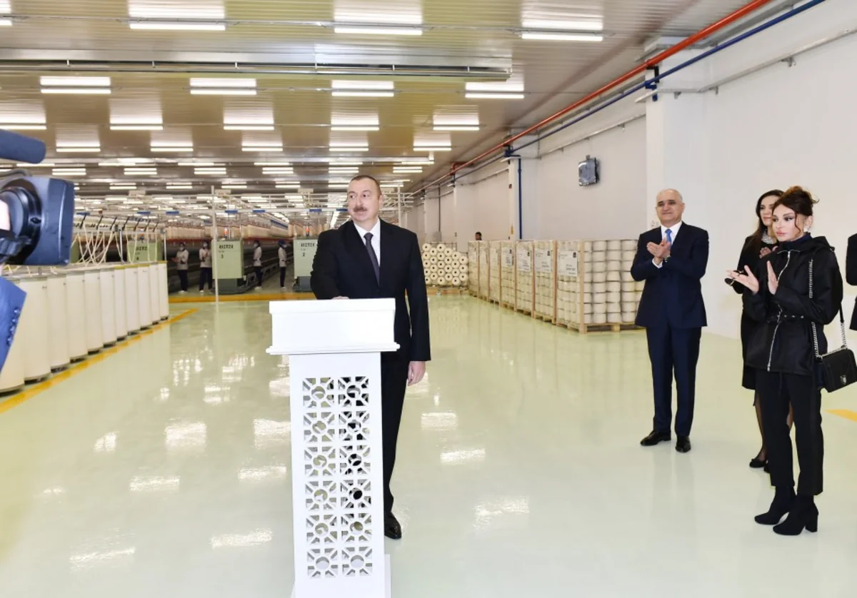 President attends opening of two yarn production plants owned by Mingachevir Tekstil LLC