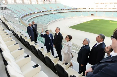​Prezident İlham Əliyev Bakı Olimpiya Stadionunda aparılan işlərin gedişi ilə tanış olub - FOTOLAR
