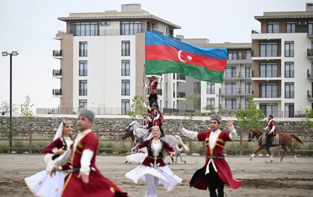Participants of 17th ECO Summit watch Victory show of Karabakh horses at Aghdam's Imarat Complex