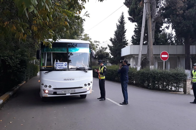 DYP Lənkəranda avtobus sürücülərinə qarşı reyd keçirib - FOTO