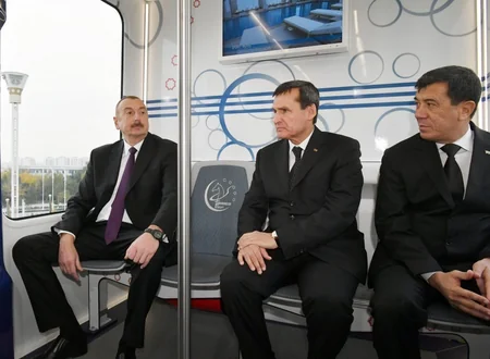 President Ilham Aliyev views Ashgabat Olympic Complex