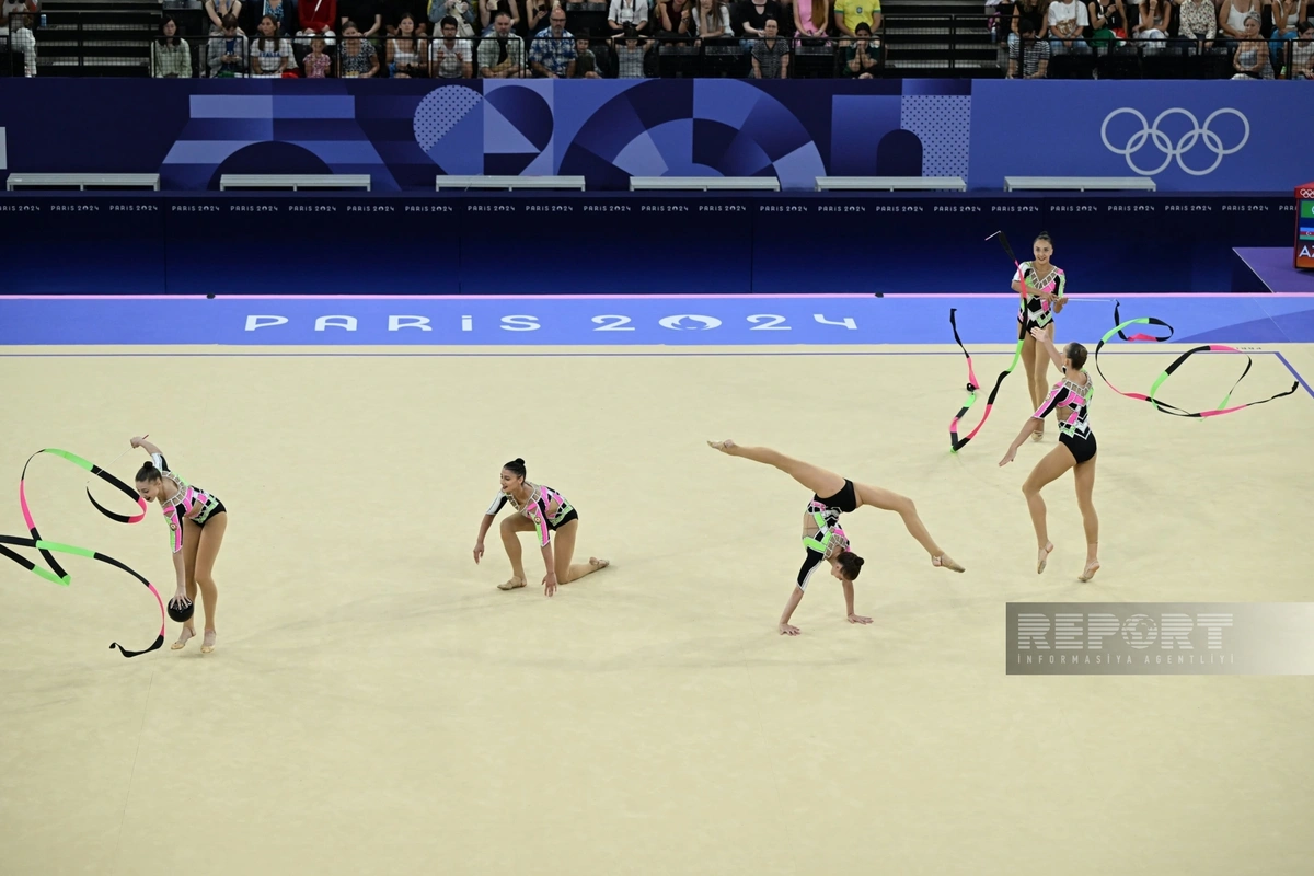 Azerbaijan rhythmic gymnastics team in group exercises into Paris 2024 final