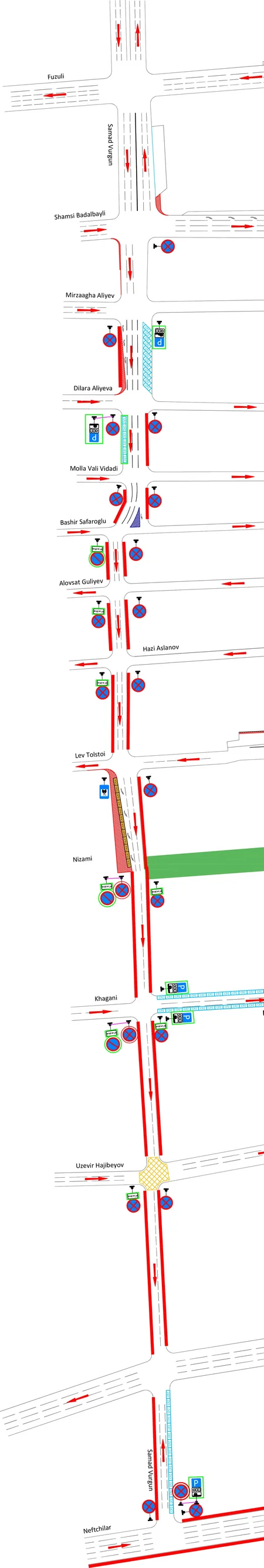 Bakıdakı yol nişanlarına dəyişiklik edilib