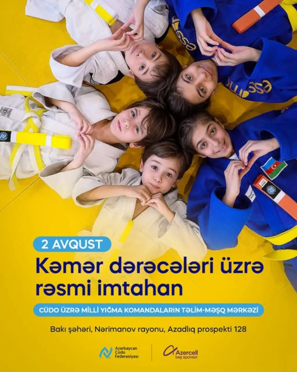 Azərbaycan Cüdo Federasiyasının təşkilatçılığı ilə kəmər dərəcələri üzrə imtahan keçiriləcək