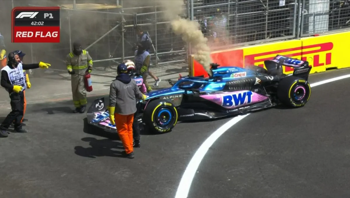 Formula 1: French driver's car catches fire