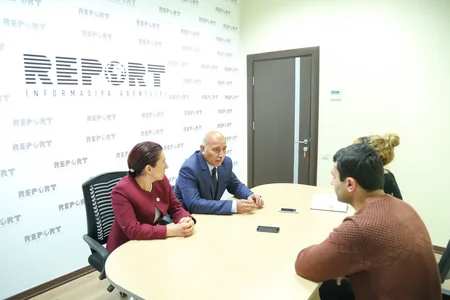 AMFA rəhbərliyi Report İnformasiya Agentliyində olub - FOTO