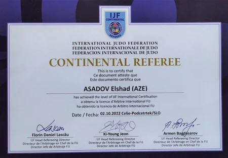 Azərbaycanın iki cüdo hakimi B kateqoriyası alıb