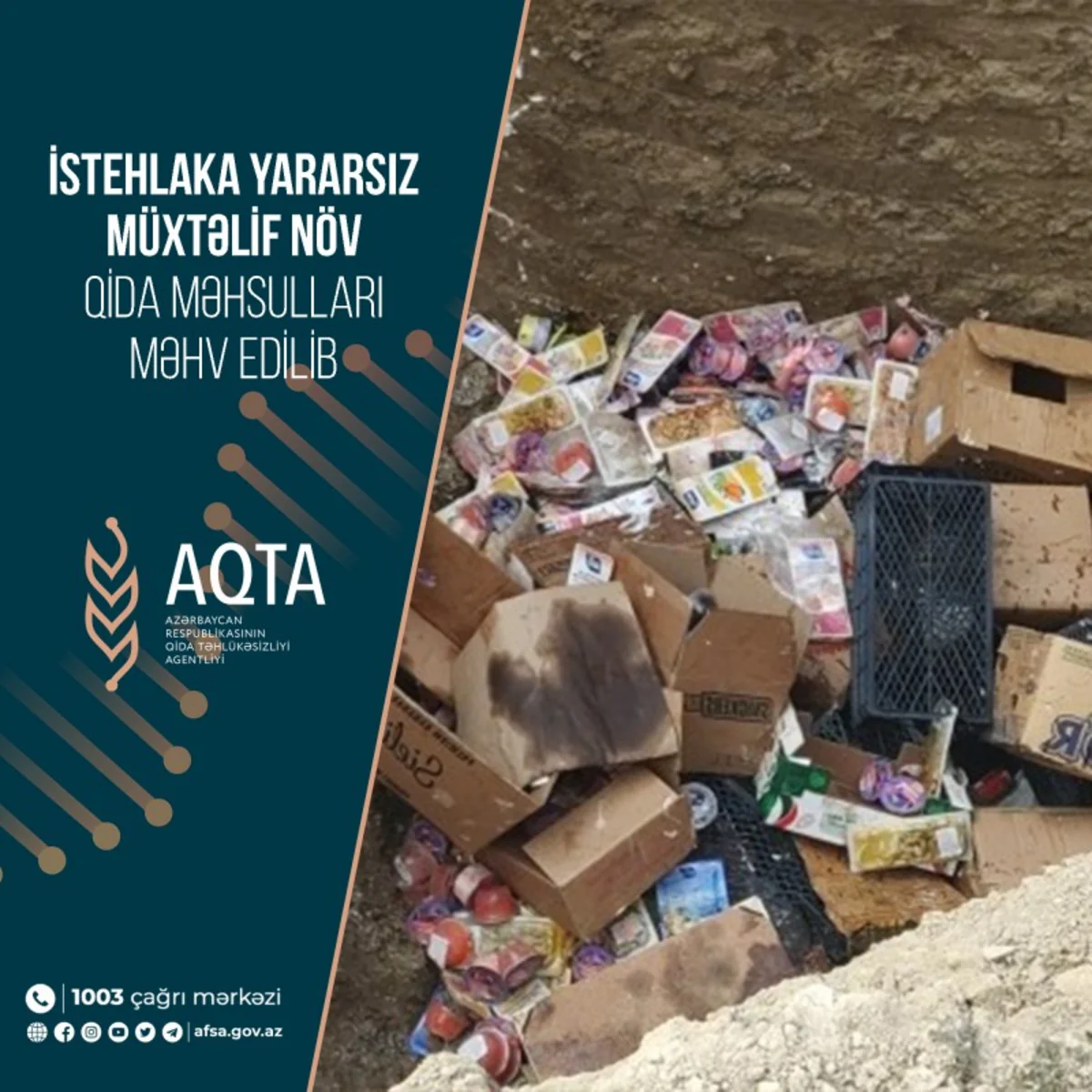 İstehlaka yararsız 1850 kq balıq məhsulu və alkoqolsuz içkilər məhv edilib