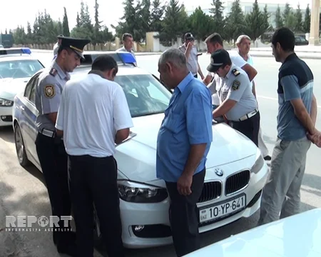 Kürdəmirdə polis reydi: 100-ə yaxın avtomobil saxlanılıb - FOTO