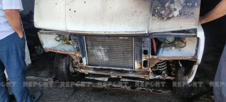 В Шеки сгорел автосервис вместе с автомобилем