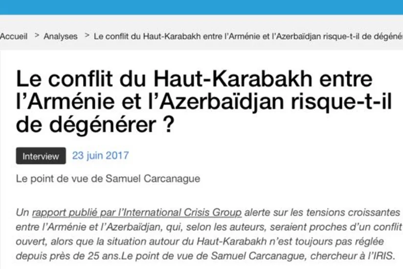 Fransanın Beynəlxalq Münasibətlər və Strategiyalar İnstitutunun alimi: Ermənistan Azərbaycan torpaqlarını işğal edib