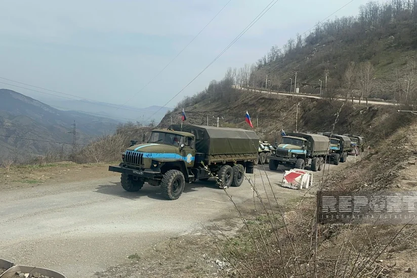 Vehicles of Russian peacekeepers move freely along Khankandi-Lachin road