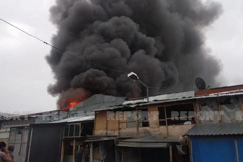 Bərdədə yanan bazar söndürülüb - VİDEO - YENİLƏNİB-2