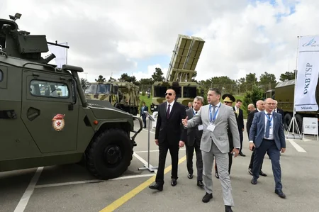 President Ilham Aliyev views 3rd Azerbaijan International Defense Exhibition ADEX 2018