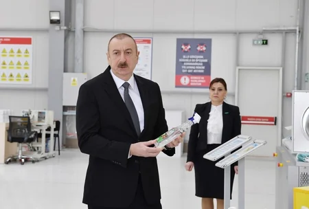 President Aliyev inaugurates medical face masks manufacturing enterprise