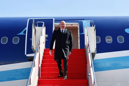 President Ilham Aliyev arrives in Kazakhstan for official visit