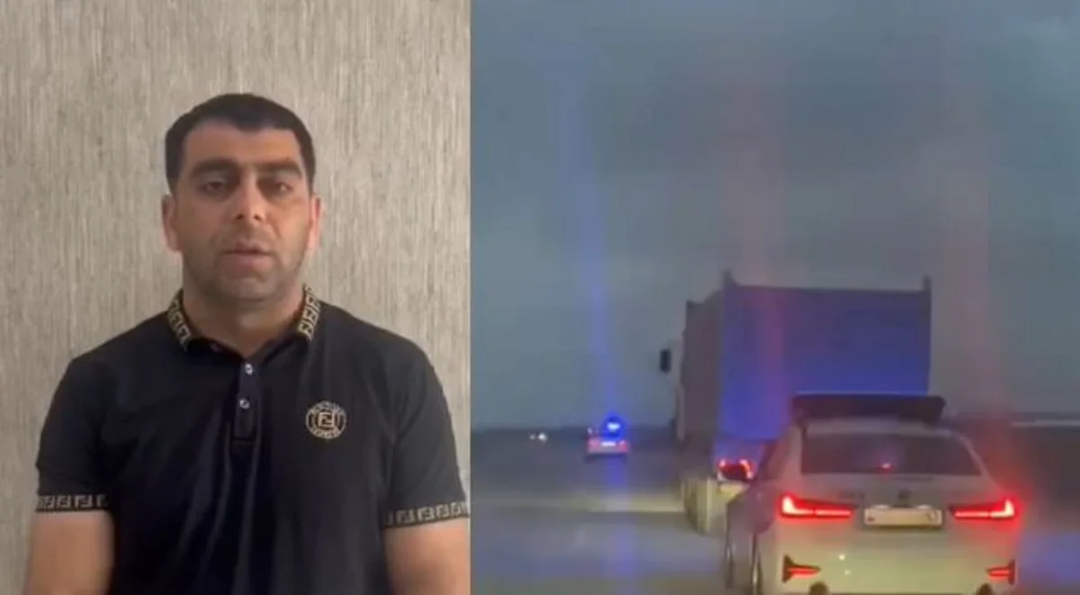 Yol polisinin qanuni tələbinə əməl etməyən yük avtomobilinin sürücüsü saxlanılıb