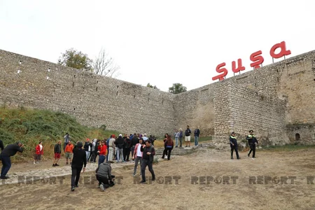 Int'l travellers visiting Shusha get acquainted with Azerbaijan's construction work there