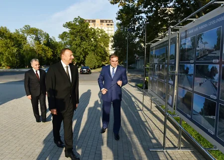 Prezident İlham Əliyev Mingəçevirdə aparılan abadlıq və tikinti işləri ilə tanış olub
