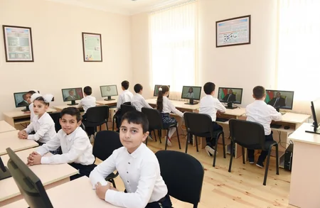 Azerbaijan's First VP views new building of Gubadli district Khanlig village school in Ramana