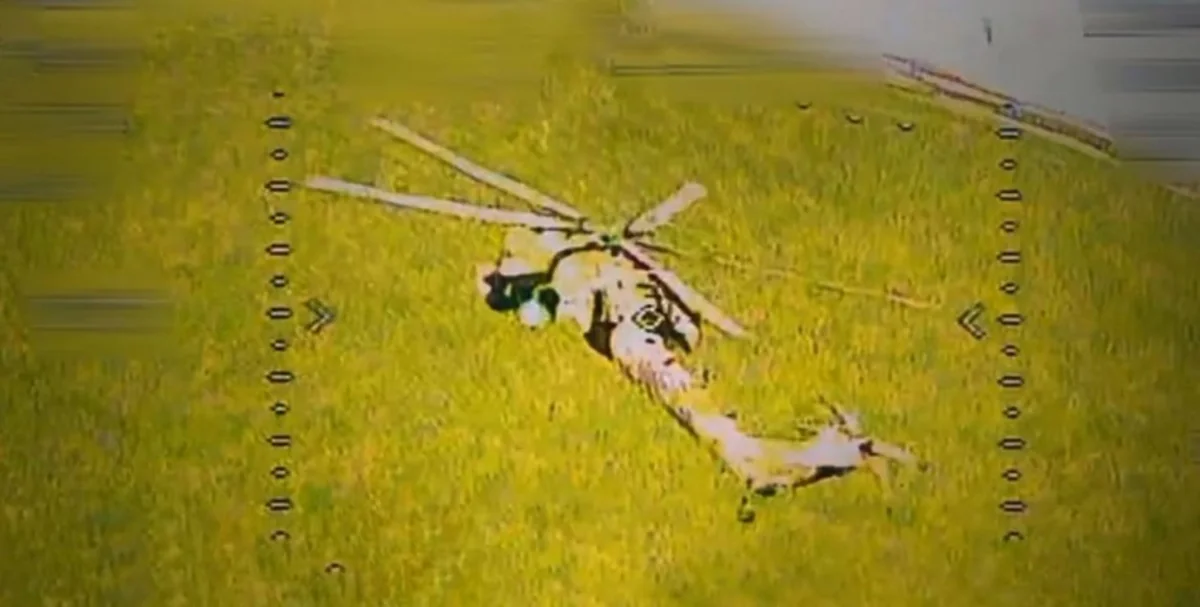 Ukrainian Security Service strikes Russian helicopter with fpv-drone in Kursk