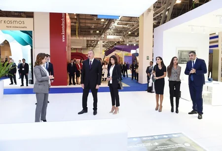President Ilham Aliyev views Bakutel 2018 exhibition