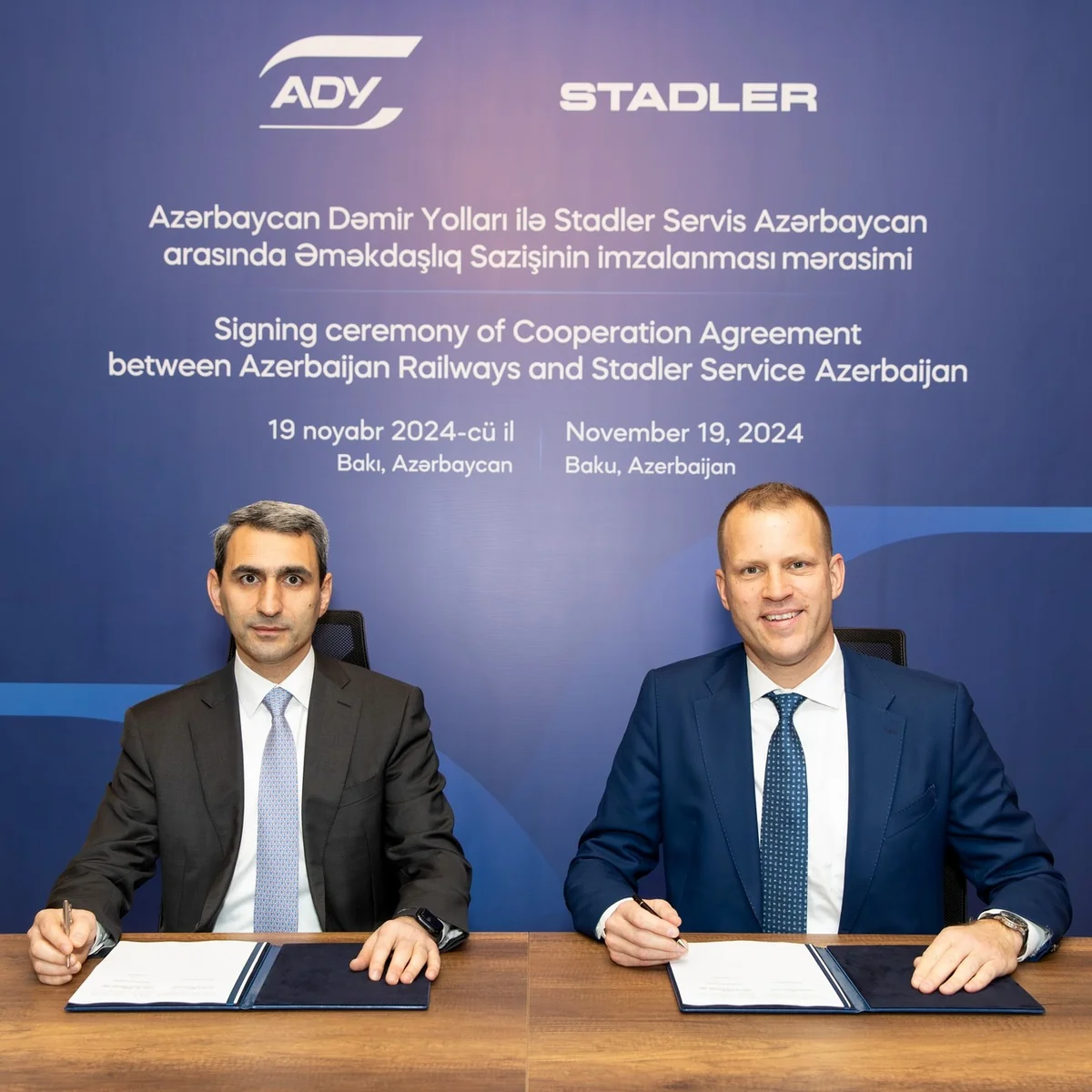 ADY və “Stadler Bakıda Təlim və İnkişaf Mərkəzinin yaradılmasına dair müqavilə imzalayıb