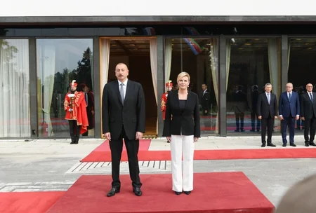 Prezident İlham Əliyevin Zaqrebdə rəsmi qarşılanma mərasimi olub